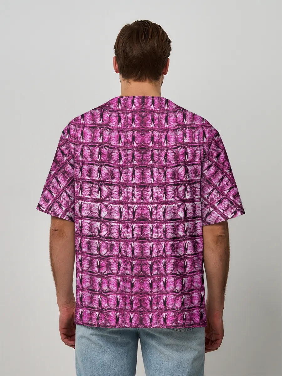 Мужская футболка оверсайз / Pink Alligator