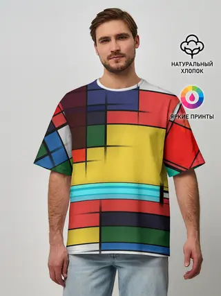 Мужская футболка оверсайз / абстрактные фигуры цвета