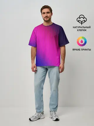 Мужская футболка оверсайз / Фиолетово-малиновый градиент