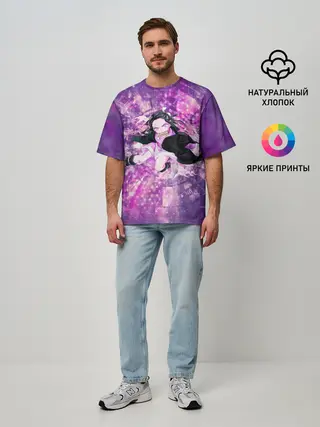 Мужская футболка оверсайз / Незуко, Камадо