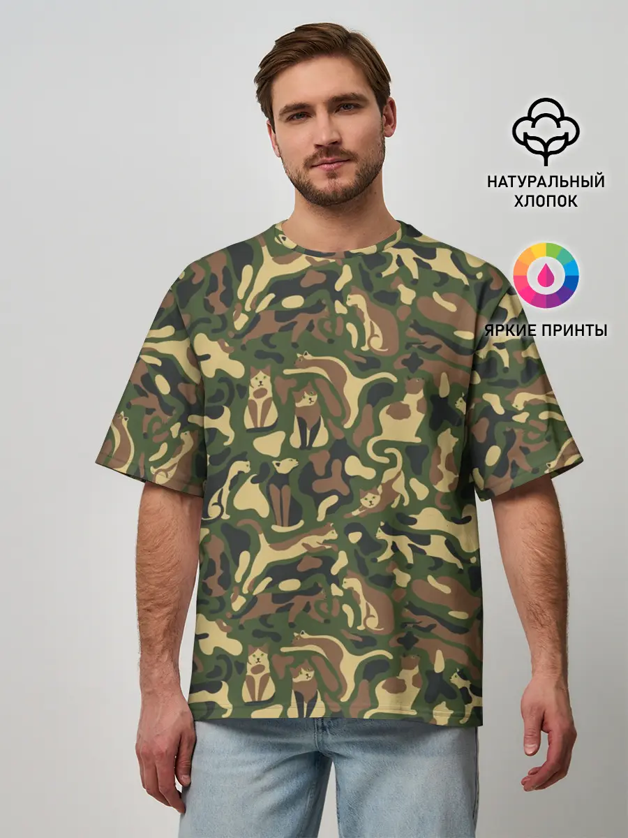 Мужская футболка оверсайз / Коты и Кошки