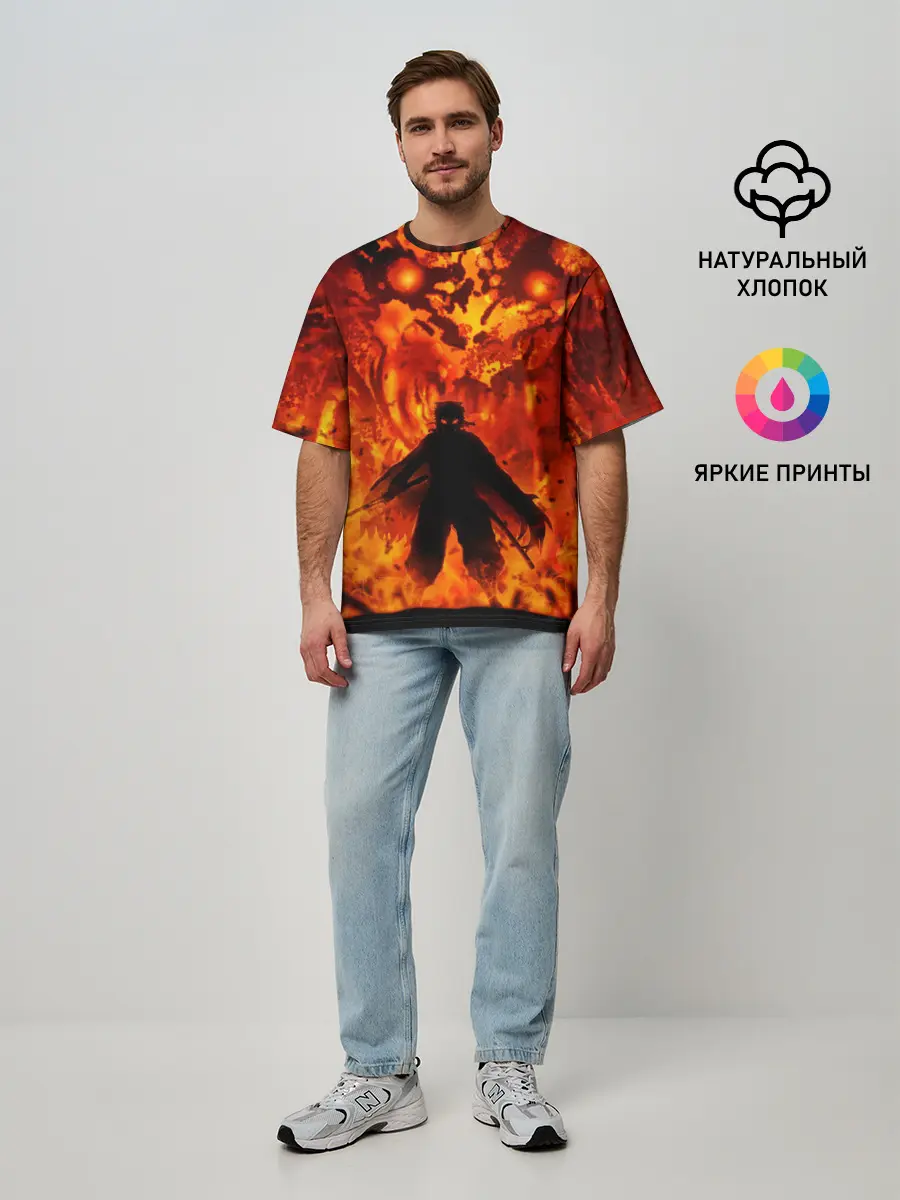 Мужская футболка оверсайз / Клинок, рассекающий демонов
