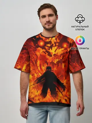 Мужская футболка оверсайз / Клинок, рассекающий демонов