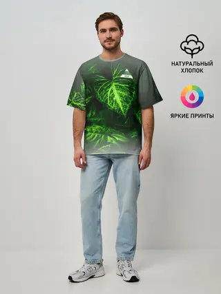 Мужская футболка оверсайз / Листья зеленые CODE ERROR 404
