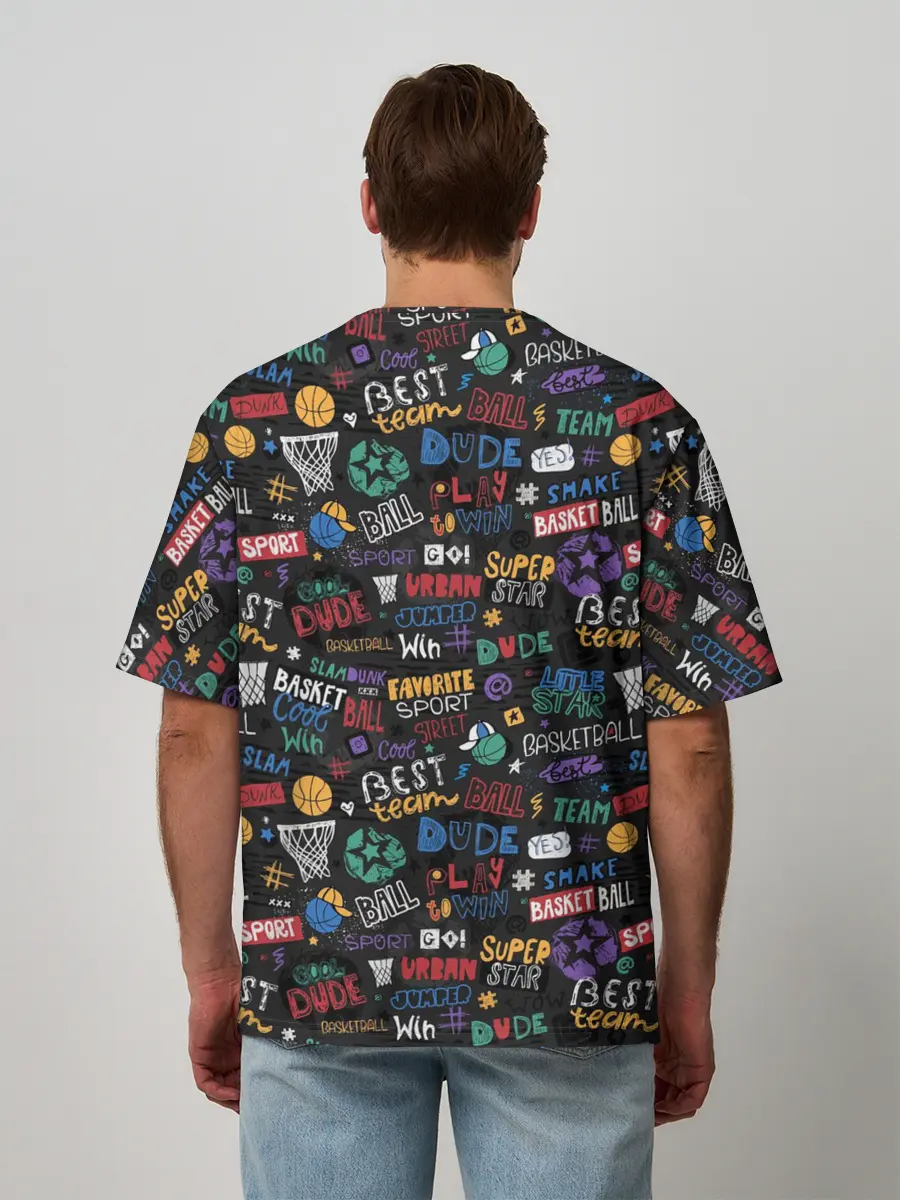 Мужская футболка оверсайз / Баскетбол