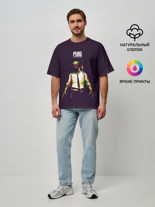 Мужская футболка оверсайз / PUBG. Lowpoly