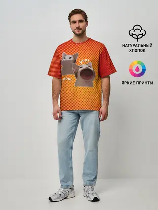 Мужская футболка оверсайз / Cat Pop