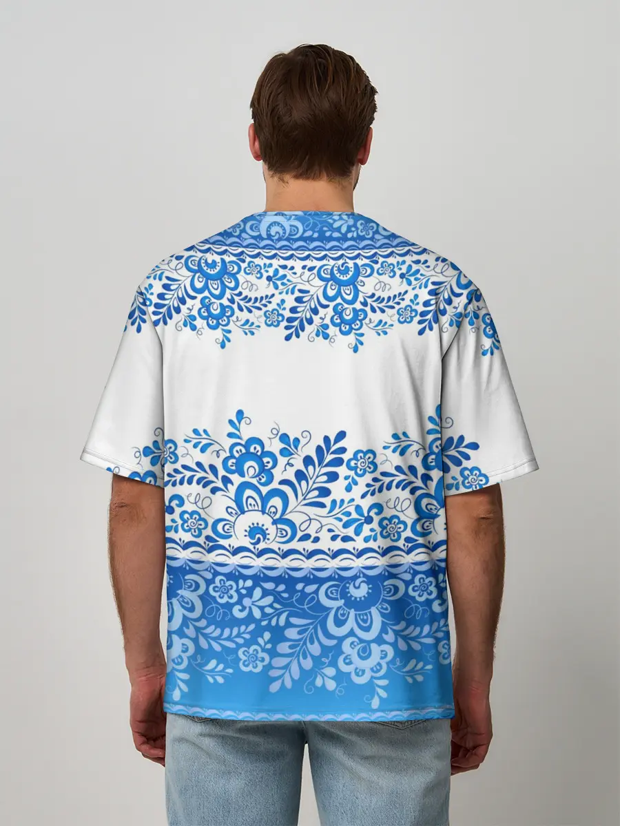 Мужская футболка оверсайз / Россия гжель