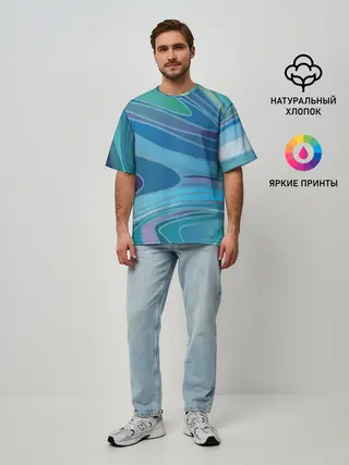 Мужская футболка оверсайз / Морская волна