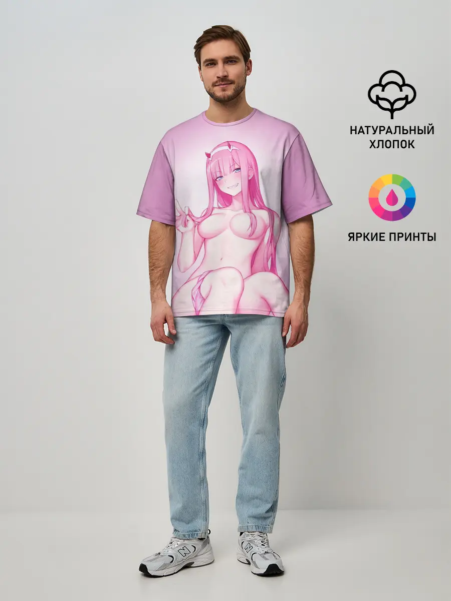 Мужская футболка оверсайз / ноль два голенькая