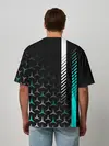Мужская футболка оверсайз / МЕРСЕДЕС / AQUA BLACK GRADIENT
