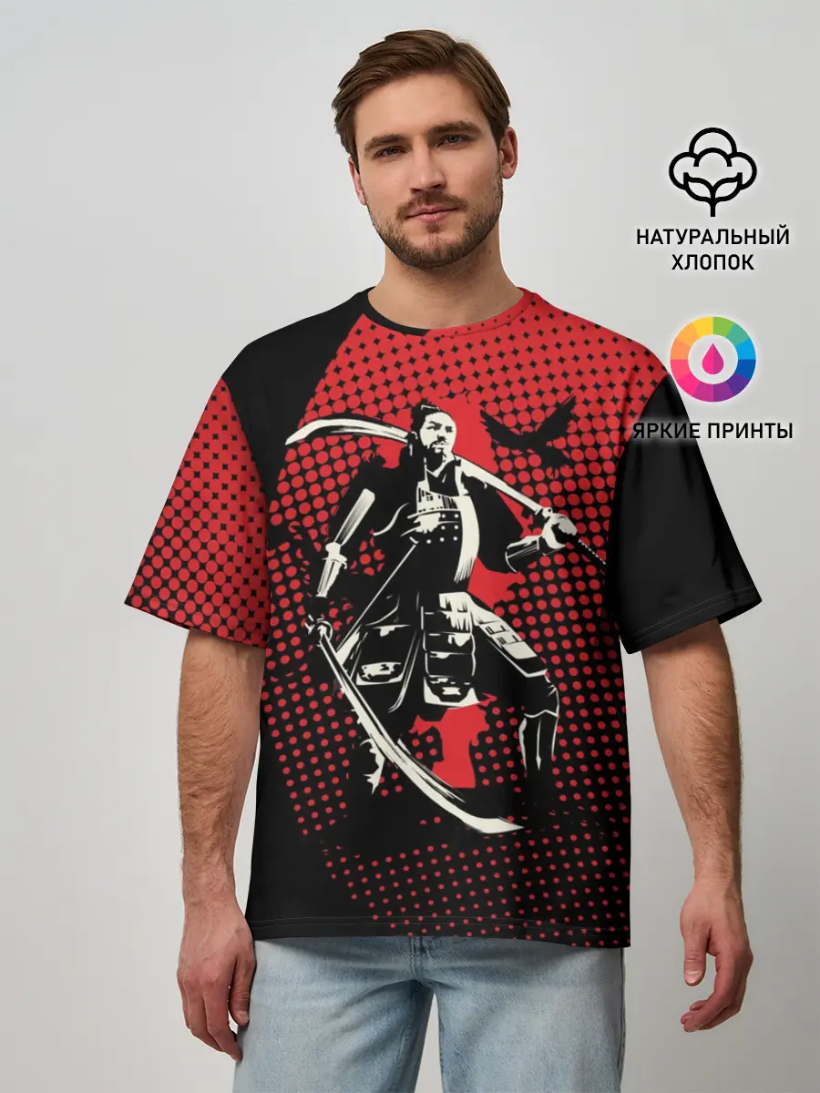 Мужская футболка оверсайз / Самурай