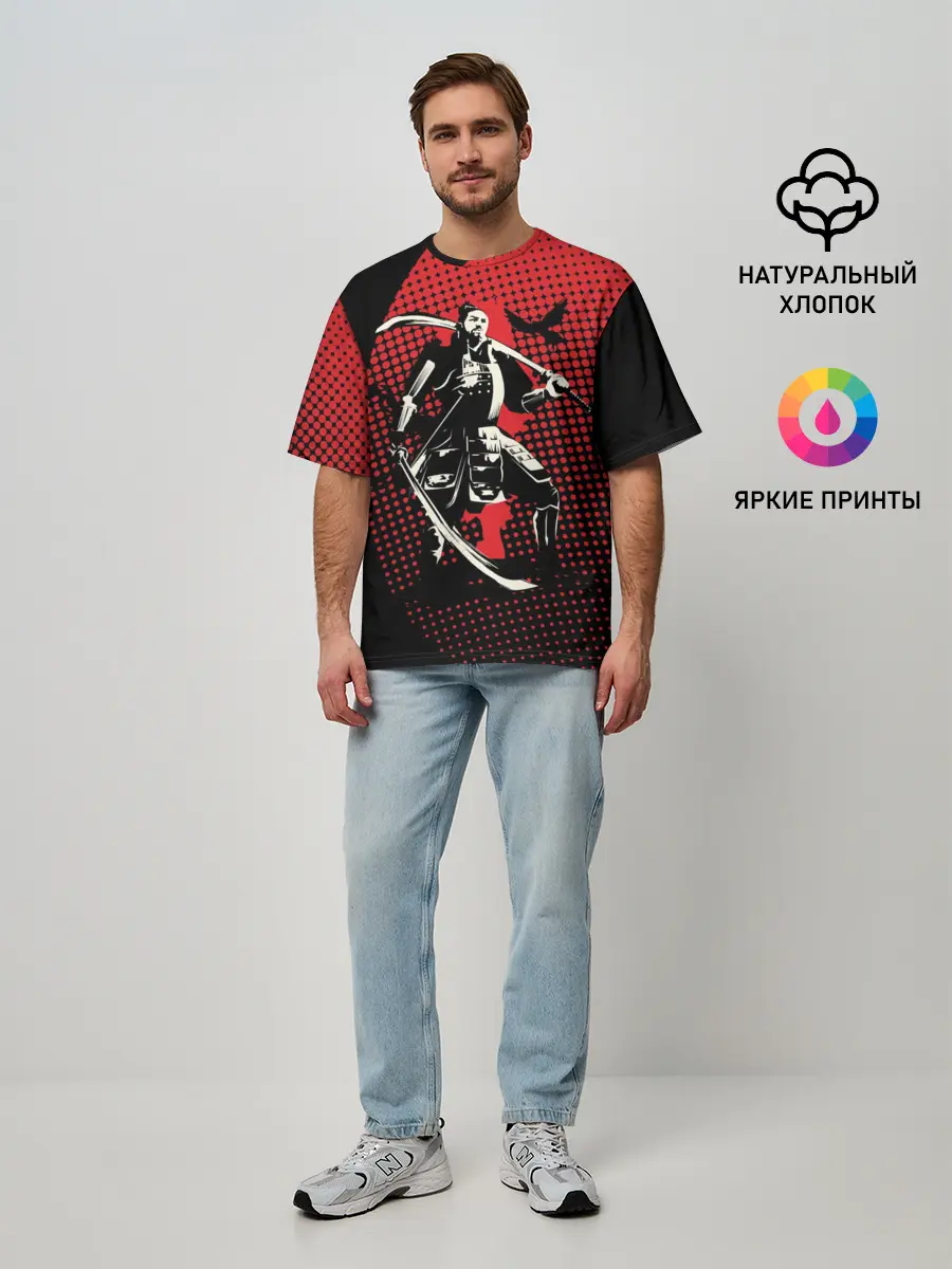Мужская футболка оверсайз / Самурай