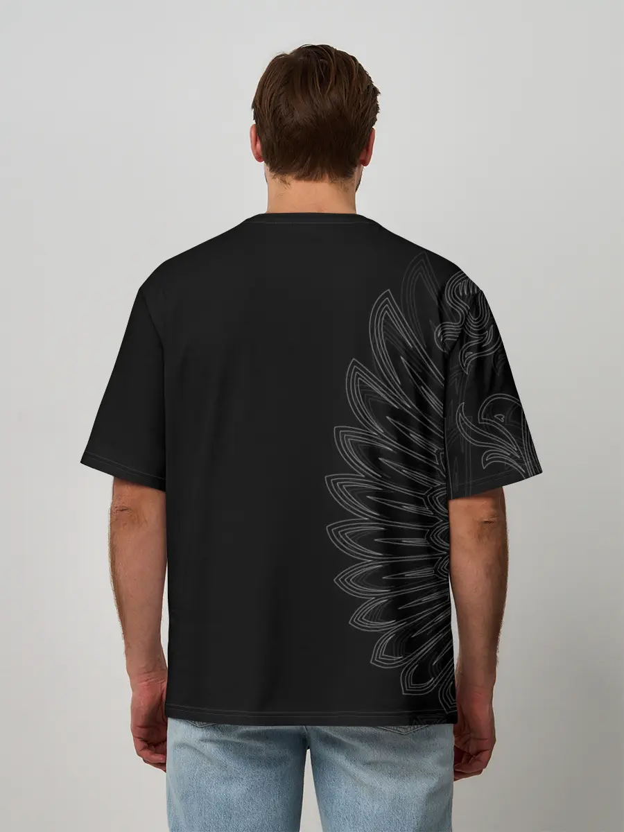 Мужская футболка оверсайз / Russia | Black Side