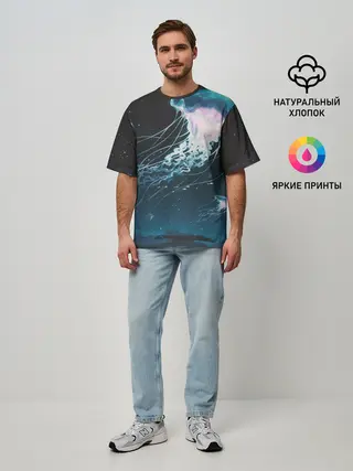 Мужская футболка оверсайз / Рисунок медуза