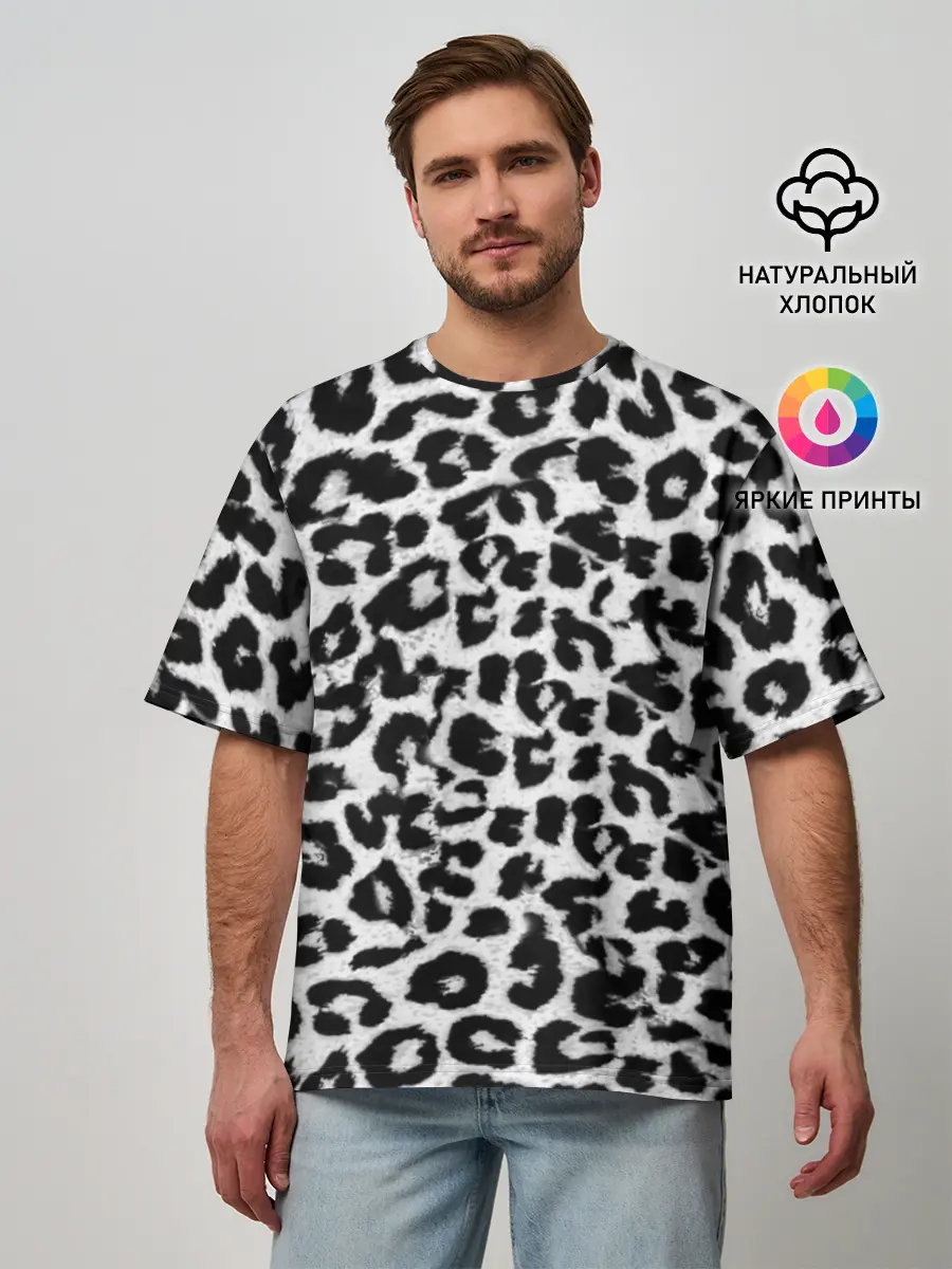 Мужская футболка оверсайз / Снежный Барс