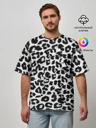 Мужская футболка оверсайз / Снежный Барс