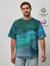 Мужская футболка оверсайз / Изумрудные Облака