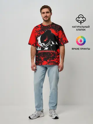 Мужская футболка оверсайз / MONOKUMA / МОНОКУМА BLOOD