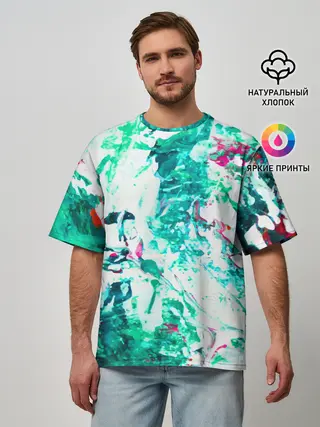 Мужская футболка оверсайз / Берюза Морской