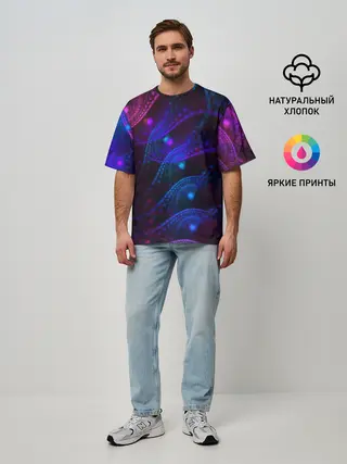 Мужская футболка оверсайз / NEON FRACTAL