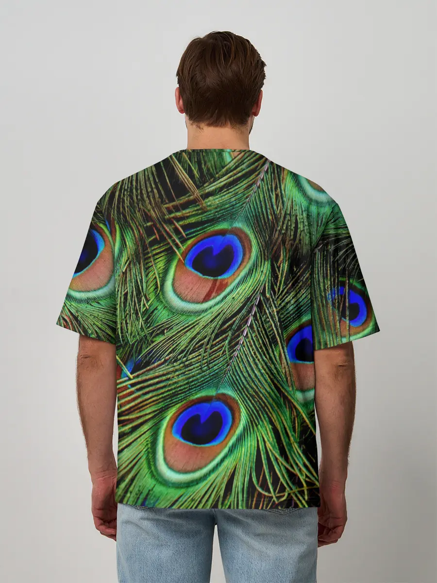 Мужская футболка оверсайз / Перья павлина #1