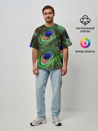 Мужская футболка оверсайз / Перья павлина #1