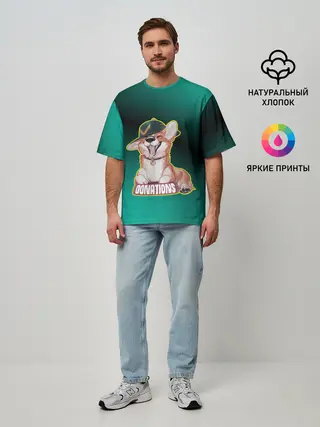 Мужская футболка оверсайз / корги