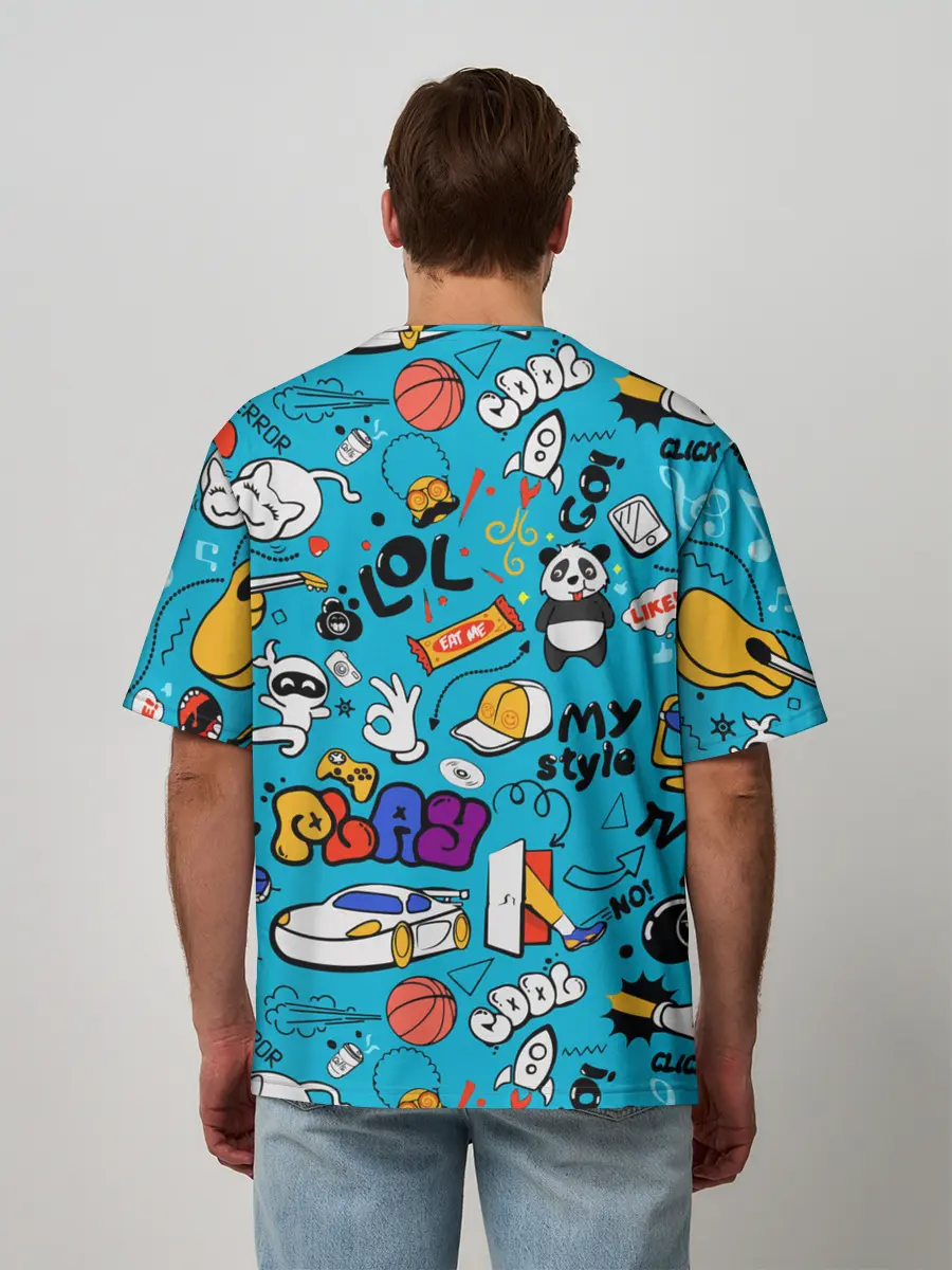 Мужская футболка оверсайз / Детское граффити