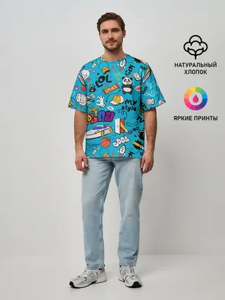 Мужская футболка оверсайз / Детское граффити