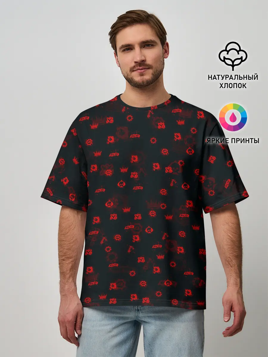 Мужская футболка оверсайз / ПАТТЕРН | ШЕСТЕРЕНКИ