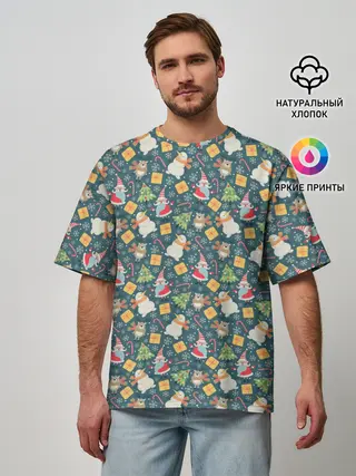 Мужская футболка оверсайз / С Новым Годом