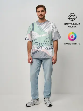Мужская футболка оверсайз / Цветы