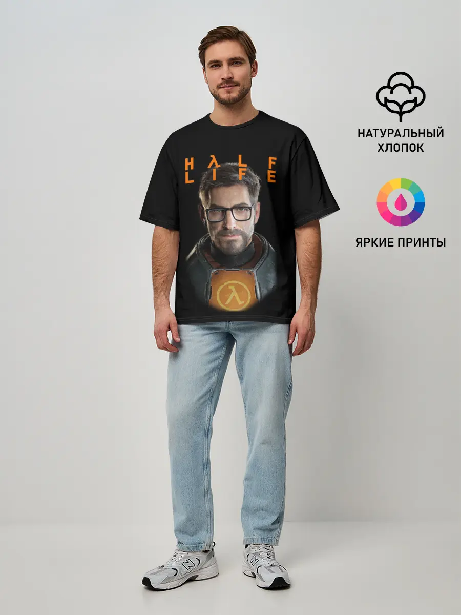 Мужская футболка оверсайз / HALF-LIFE | FREEMAN | ФРИМАН