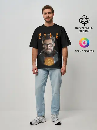 Мужская футболка оверсайз / HALF-LIFE | FREEMAN | ФРИМАН