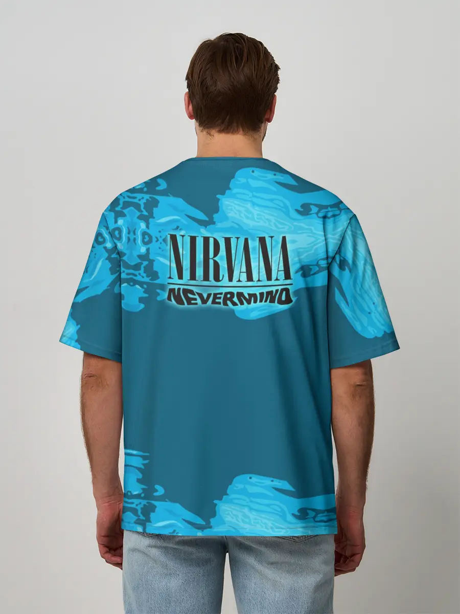 Мужская футболка оверсайз / Nirvana & Simpson