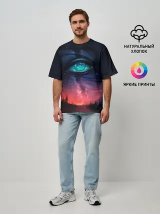Мужская футболка оверсайз / Глаза в небе