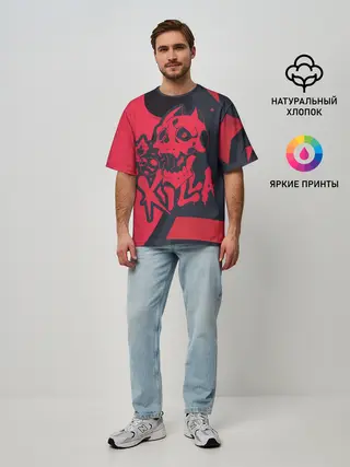 Мужская футболка оверсайз / KILLA красная