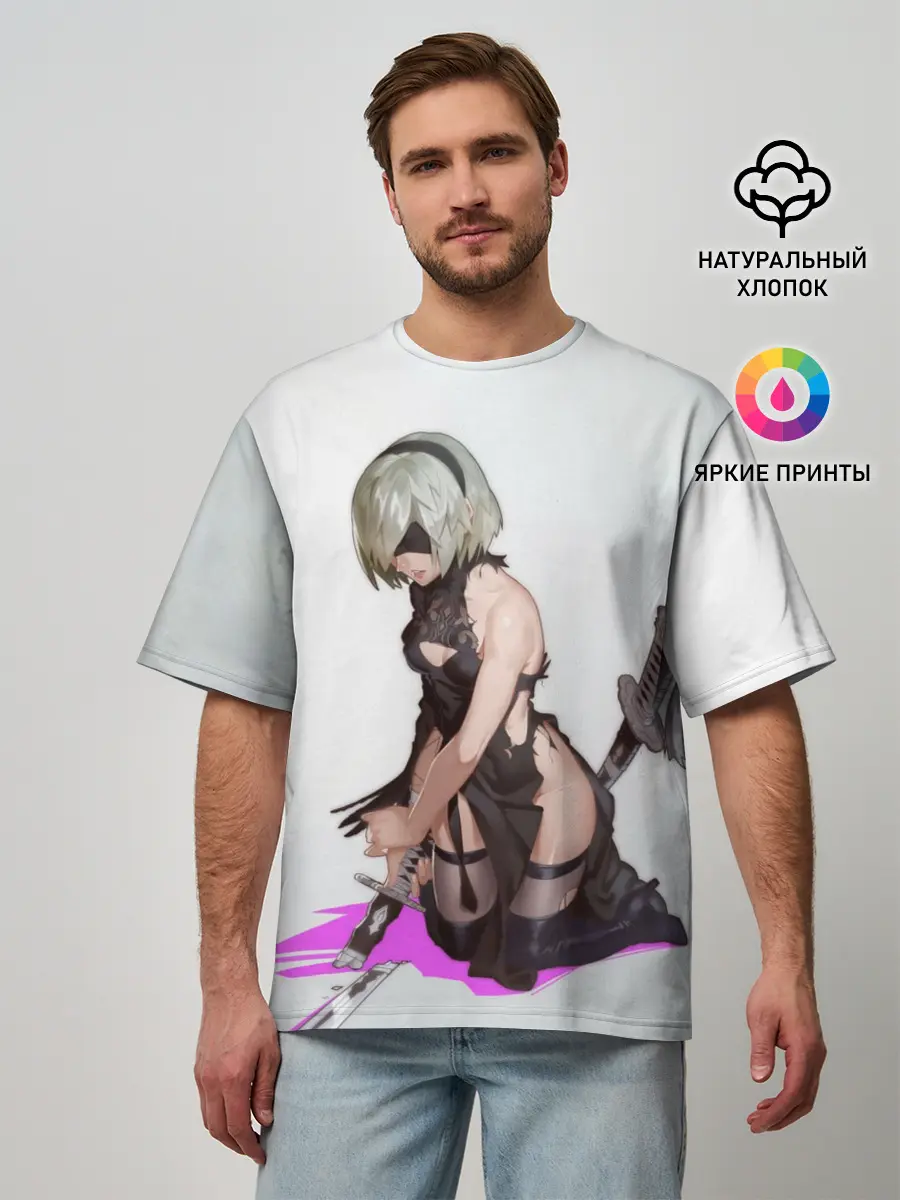 Мужская футболка оверсайз / NIER AUTOMATA / 2B