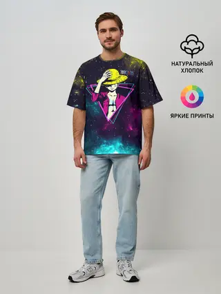 Мужская футболка оверсайз / Космический Луффи One Piece