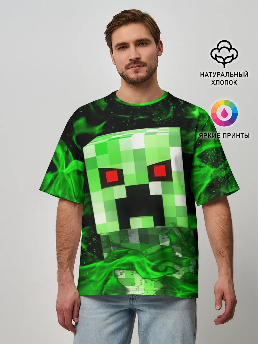 Мужская футболка оверсайз / MINECRAFT CREEPER