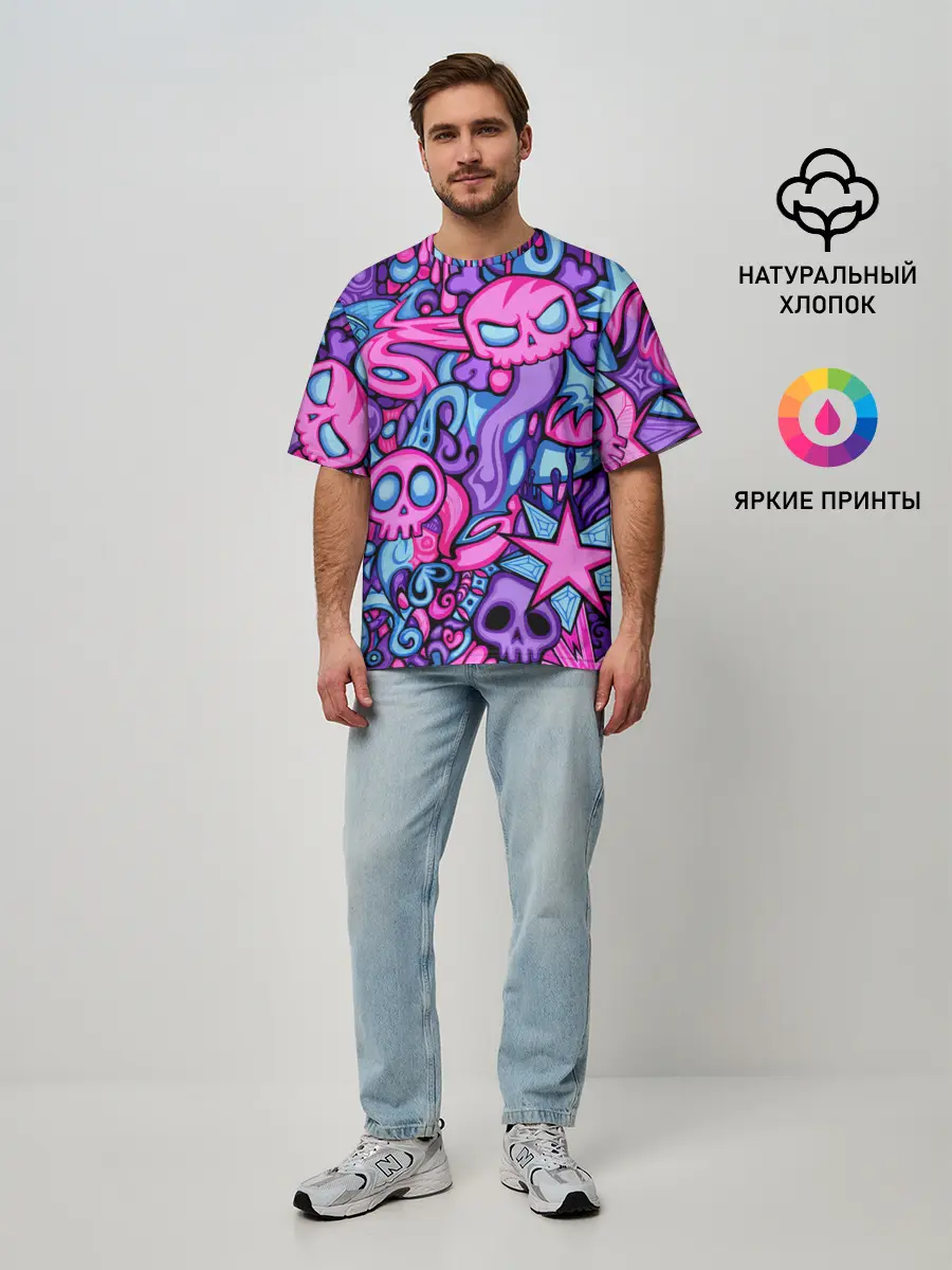 Мужская футболка оверсайз / Граффити монстры