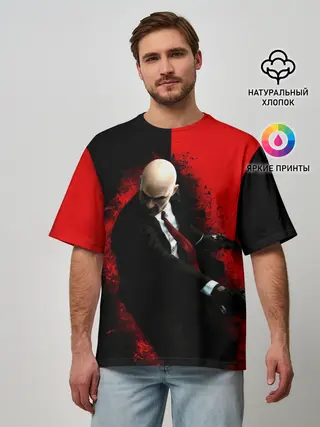 Мужская футболка оверсайз / Hitman splash