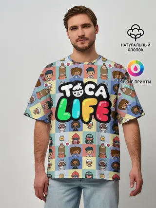 Мужская футболка оверсайз / Toca Boca characters | Тока бока персонажи