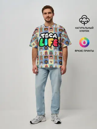 Мужская футболка оверсайз / Toca Boca characters | Тока бока персонажи