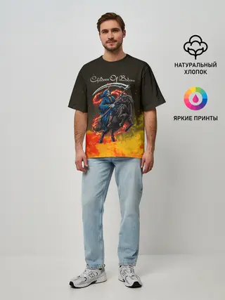 Мужская футболка оверсайз / Children of Bodom | Skeleton on a horse