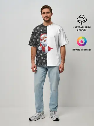 Мужская футболка оверсайз / Дедушка Мороз