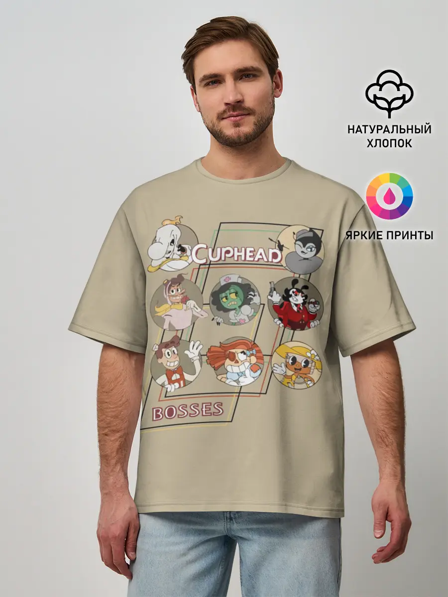 Мужская футболка оверсайз / Боссы caphead