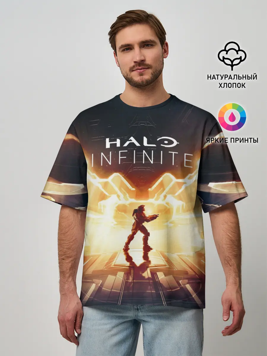 Мужская футболка оверсайз / Halo infinite Мастер Чиф