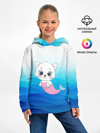 Детское худи / Котик русалочка | Русалка с сердечком